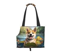 Lightweight, breathable travel small pet shoulder bag, WZYCWB Happy Shiba Inu printed pet shoulder bag