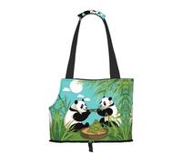 Lightweight, breathable travel small pet shoulder bag, WZYCWB Two cute big pandas printed pet shoulder bag