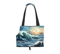 Lightweight, breathable travel small pet shoulder bag, WZYCWB Wave Sailboat Seagull printed pet shoulder bag