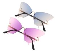 Lightweight Butterfly Sunglasses 2pcs with Attractive Design PC Material Stylish Party Sunglasses for Women for Stage Events and Taking Pictures Beach