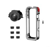 Lightweight Camera Cage for Insta360 X5 with Silicone Lens Protection and Microphone Wind Muff for Clearer Audio