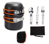Lightweight Camping Cookware Mess Kit Non Stick Aluminium Outdoor Cooking Set With Cutlery Storage Bag For Travel