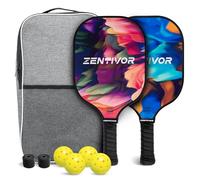 Lightweight Carbon Fiber Pickleball Paddles Set of 2 - USAPA Approved Pickleball Set for Beginners, Intermediates, Men & Women | Gritty Surface, Stylish | 16mm Core, Includes Balls, Bag, Overgrips