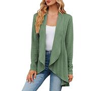 Lightweight Cardigan Womens Knitted Cardigan Ladies Long Sleeve Solid Color Loose Top Knitted Jacket Women Light Jacket Ladies Smart Waterfall Women's Light Mint Green