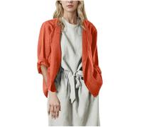 Lightweight Cardigans for Women UK Solid Long Sleeved Open Front Jacket Shirts Ladies Cotton Linen Summer Stylish Holiday Tunic Tops Elegant Loose Breathable Home Leisure Casual Bolero Orange