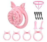 Lightweight Chastity Cage Devices Cock Cage Penis Bondage Sex Toys Chasity Lock Inverted Invisible Use with 4 Silicone Cock Rings,Elasticity Belt to Prevent Erection Bondage for Men