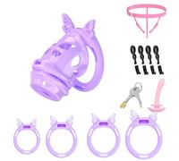 Lightweight Chastity Cage Devices Cock Cage Penis Bondage Sex Toys for Men Chasity Lock Exercise SM Inverted Invisible Use with 4 Silicone Cock Rings for Male(ZZ,M)