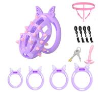Lightweight Chastity Cage Devices Cock Cage Penis Bondage Sex Toys for Men Chasity Lock SM Inverted Invisible Use with 4 Silicone Cock Rings for Male(ZZ,L)