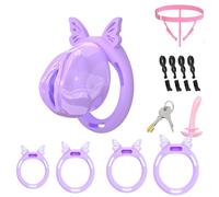 Lightweight Chastity Cage Devices Cock Cage Penis Exercise Sex Toys for Men Chasity Lock SM Inverted Invisible Use with 4 Silicone Cock Rings for Male(ZZ,S)