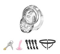 Lightweight Chastity Cage Male Cock Cage with Love Hole - Soft Silicone Chastity Devices Invisible Use with 6 Rings & Chastity Belt Comfortable Sex Toys for Men