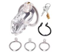 Lightweight Chastity Cage with Open Rings, Interesting Convenient Chastity Devices for Male Sexual Restraint -UKGA66Z (Transparent, A:Same &Cheaper)