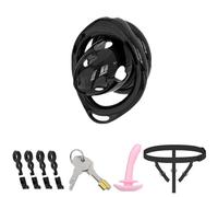 Lightweight Chastity Cock Cage Inverted Penis Bondage Cage for Men/Male Sex Toy Chastity Lock Device with Urethra Catheters Auxiliary Belt （D30-B, M)
