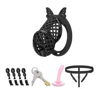 Lightweight Chastity Lock Device Chastity Cock Cage Invertedfor Men/Male Sex Toy Penis Bondage Cage with Urethra Catheters Auxiliary Belt (K2-A-Silicone;Light Pink)