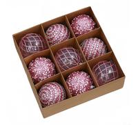 Lightweight Christmas Tree Balls 8CM Shimmering Ornaments in a Set of 9 for Festive Atmosphere Enhancements (Pink)