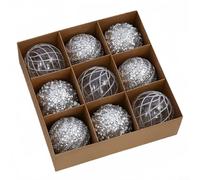 Lightweight Christmas Tree Balls 8CM Shimmering Ornaments in a Set of 9 for Festive Atmosphere Enhancements (Silver)