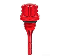 Lightweight CNC Aluminum Oil Dipstick for Motorcycle Featuring Hexagon Profile and Plum Blossom Design (Red)