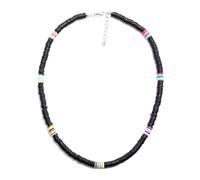 Lightweight Colorful African Vinyl Disc Beads Necklace, Women Soft Pottery Clay Beads Beach Necklace For Holidays(Black) Convenient design