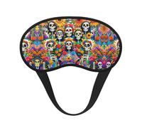 Lightweight Comfortable Day of The Dead Mexican Skull Floral Art Eye Mask with Elastic Strap for Sleeping Travel Shift Work & Meditation - Light Blocking Blindfold Eyeshade