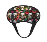 Lightweight Comfortable Day of The Dead Skull Floral Art Sleeping Eye Mask with Adjustable Strap for Night Sleeping Shift Work Meditation - BlockOut Light Plane Eye Cover