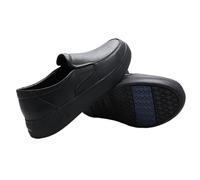 Lightweight Comfortable Nurse Shoe, Women's Slip on Comfort Leather Non-Slip Work Nursing Shoes, Buffer Wipeable Nonslip Hospital Flat Shoes, for Doctors, Healthcare Providers(Black,9 UK)