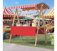 Lightweight Commercial Street Vendor Fruit & Ice Cream Cart, Versatile Vending Stand for Hot Dogs & Candy, 120cm Red Frame for Parties & Beaches