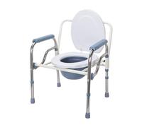 Lightweight Commode Toilet Chair, Height Adjustable Bedside Commode Chair with Removable Bucket, Folding WC Chair for Elderly, Portable Commodes Seat Frame with Padded Seat, Stable and Comfort