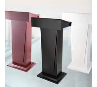 Lightweight Conference Lectern with 2-Tier Storage Wooden Podium Stand for Presentations Adjustable Laptop Desk Portable Public Speaking Furniture