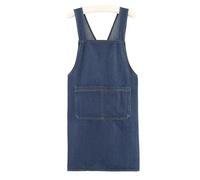 Lightweight Cotton Apron with Front Pocket, Unisex Cross Back Denim Apron for Men and Women, Durable and Stylish Work Apron for Cooking, Gardening, and Daily Use (Dark blue)