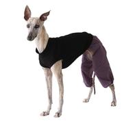 Lightweight Cotton Greyhound Jumper,Whippet Clothes with legs,Italian Greyhound Jumpsuit (Black, S)