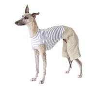 Lightweight Cotton Greyhound Jumper,Whippet Clothes with legs,Italian Greyhound Jumpsuit (Khaki, L)