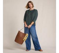 Lightweight Cotton Modal Embellished Blouse lands end Bottle Green 20-22