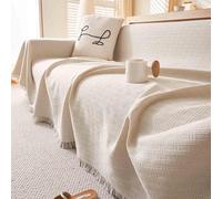 Lightweight cotton summer sofa throw for 1-4 people, decorative scarf - beige 180x230cm, stylish furniture protection for the living room
