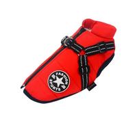 Lightweight Cozy Small Medium Dog Jacket Cold-Proof Shiba Inu Chihuahua Bulldog Windproof Warm Snow Coat With Harness Zipper,Red,2XL
