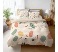 Lightweight Cream Minimalist Duvet Cover Fresh Soft Paw Print Durable Fabric 2 Pillowcases Included Microfiber For Kids Children Teens Boys Girls Comforter Cover 79"x79"