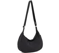 Lightweight Crescent Bag Nylon Crossbody Bags for Women Multi-Pocket Sling Hobo Luna Bag Women's Shoulder Handbag for Travel, A-black