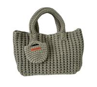 Lightweight Crochet Bag UniqueTop Handle Purse for Shopping and Social Event, Bean Green