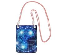 Lightweight Crossbody Cell Phone Purse for Women Girls, Artificial Intelligence Brain Small Sling Pouch, Hands-Free Compact Wallet Purse for Travel, Water-Resistant Shoulder bag Organizer, Pink Strap