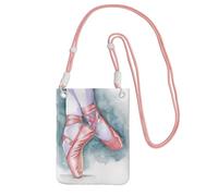 Lightweight Crossbody Cell Phone Purse for Women Girls, Ballet Dancer Small Sling Pouch, Hands-Free Compact Wallet Purse for Daily, Shopping, Travel, Water-Resistant Shoulder bag Organizer, Pink Strap