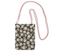 Lightweight Crossbody Cell Phone Purse for Women Girls, Baseball Small Sling Pouch, Hands-Free Compact Wallet Purse for Daily, Shopping, Travel, Water-Resistant Shoulder bag Organizer, Pink Strap