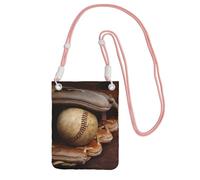 Lightweight Crossbody Cell Phone Purse for Women Girls, Baseball Small Sling Pouch, Hands-Free Compact Wallet Purse for Daily, Shopping, Travel, Water-Resistant Shoulder bag Organizer, Pink Strap