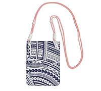 Lightweight Crossbody Cell Phone Purse for Women Girls, Blue Polynesian Maori Tribal Small Sling Pouch, Hands-Free Compact Wallet Purse for Travel, Water-Resistant Shoulder bag Organizer, Pink Strap