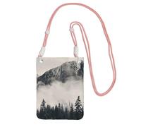 Lightweight Crossbody Cell Phone Purse for Women Girls, Canadian Mountain Cliff Small Sling Pouch, Hands-Free Compact Wallet Purse for Travel, Water-Resistant Shoulder bag Organizer, Pink Strap