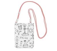 Lightweight Crossbody Cell Phone Purse for Women Girls, Chemistry Small Sling Pouch, Hands-Free Compact Wallet Purse for Daily, Shopping, Travel, Water-Resistant Shoulder bag Organizer, Pink Strap