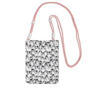 Lightweight Crossbody Cell Phone Purse for Women Girls, Cute Penguins Sketch Small Sling Pouch, Hands-Free Compact Wallet Purse for Shopping Travel, Water-Resistant Shoulder bag Organizer, Pink Strap