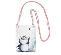 Lightweight Crossbody Cell Phone Purse for Women Girls, I Love Penguins Small Sling Pouch, Hands-Free Compact Wallet Purse for Daily Shopping Travel, Water-Resistant Shoulder bag Organizer, Pink Strap