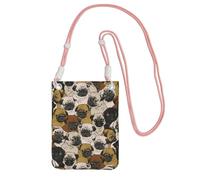 Lightweight Crossbody Cell Phone Purse for Women Girls, Imagen De Pug Small Sling Pouch, Hands-Free Compact Wallet Purse for Daily, Shopping, Travel, Water-Resistant Shoulder bag Organizer, Pink Strap