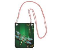 Lightweight Crossbody Cell Phone Purse for Women Girls, Jewel Dragonfly Small Sling Pouch, Hands-Free Compact Wallet Purse for Daily Shopping Travel, Water-Resistant Shoulder bag Organizer, Pink Strap