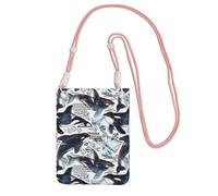 Lightweight Crossbody Cell Phone Purse for Women Girls, Killer Whale Small Sling Pouch, Hands-Free Compact Wallet Purse for Daily, Shopping, Travel, Water-Resistant Shoulder bag Organizer, Pink Strap