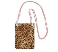 Lightweight Crossbody Cell Phone Purse for Women Girls, Leopard Print Small Sling Pouch, Hands-Free Compact Wallet Purse for Daily, Shopping, Travel, Water-Resistant Shoulder bag Organizer, Pink Strap