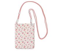 Lightweight Crossbody Cell Phone Purse for Women Girls, Lovely Sweet Red Cherry Small Sling Pouch, Hands-Free Compact Wallet Purse for Travel, Water-Resistant Shoulder bag Organizer, Pink Strap